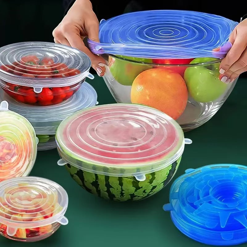 12-Pack Silicone Stretch Lids – 6 Round + 6 Square