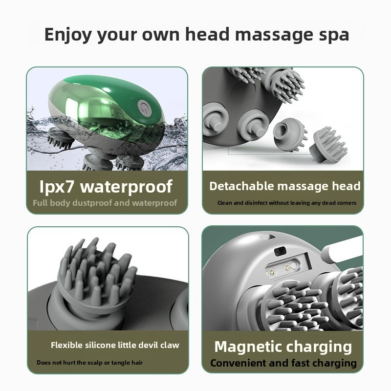 Intelligent mini meridian dredging vibration kneading scalp massage instrument