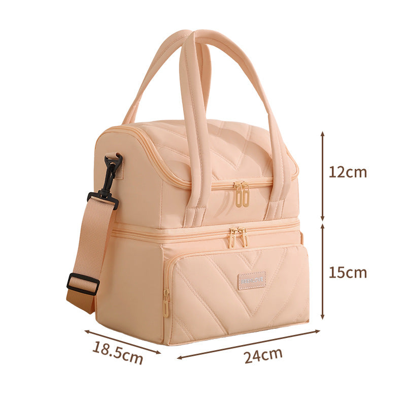 Double Layer Zipper Lunch Cooler Bag Cross-Border