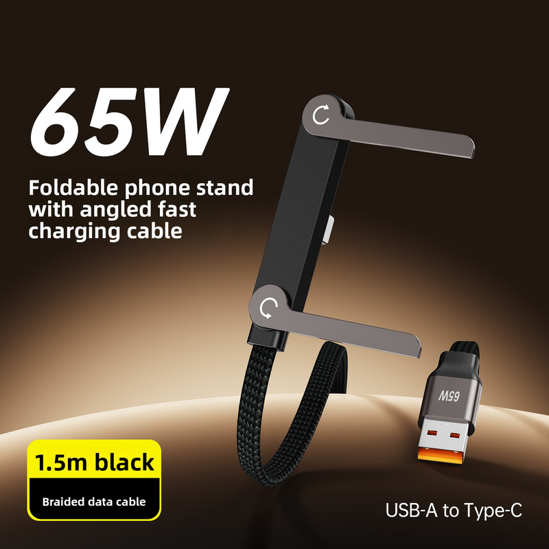240W folding bracket elbow braided charging cable suitable for Apple 17 Huawei tablet mobile game data cable