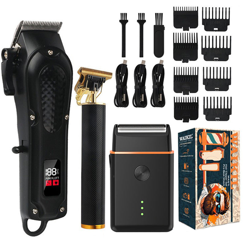Professional Cordless Hair Clipper Set, Rechargeable Barber Trimmer with LCD Display & Guards