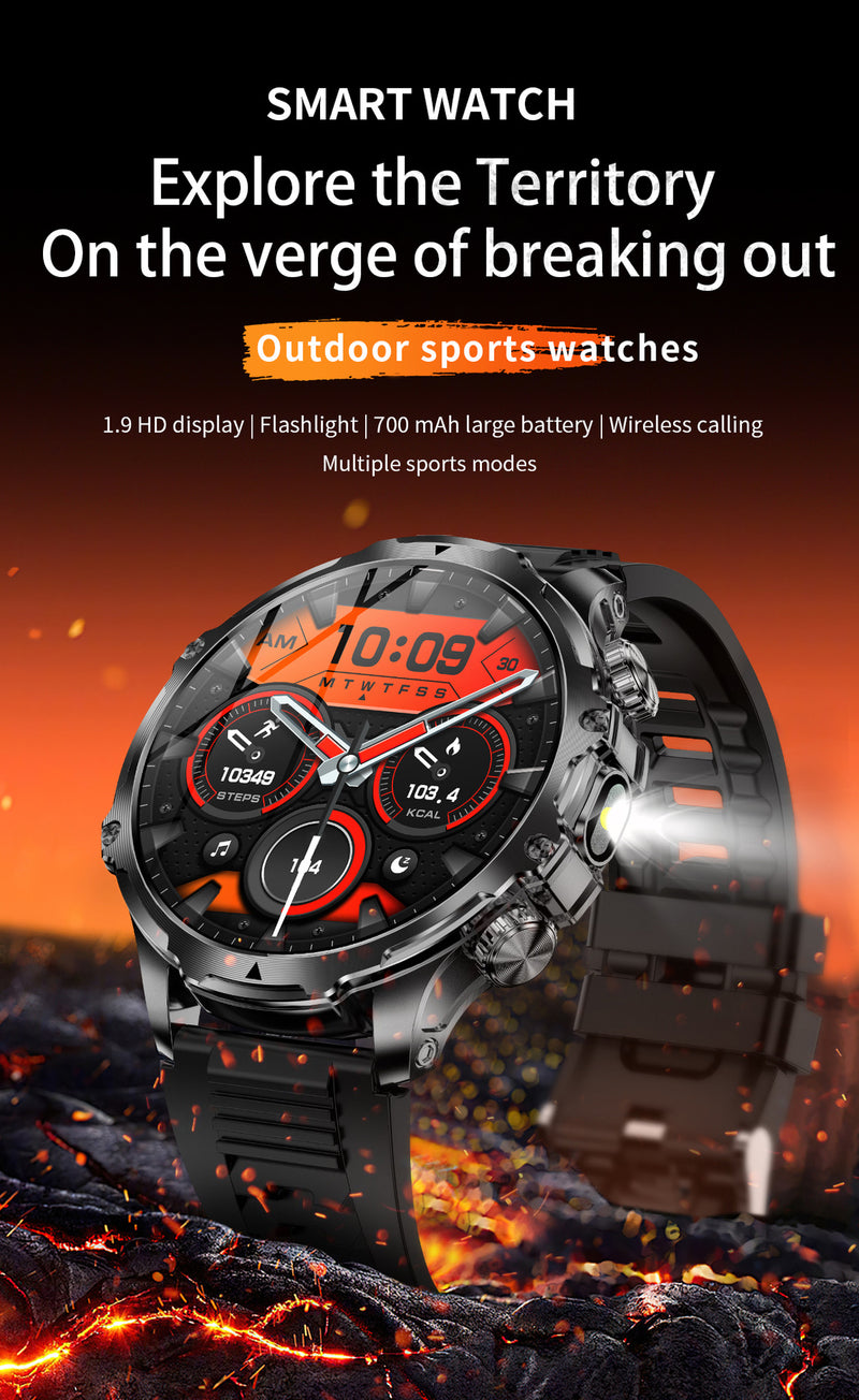 AK75 Smart Watch 1.85" Round Screen Bluetooth Call Heart Rate Blood Oxygen Multi‑Sport Fitness Watch