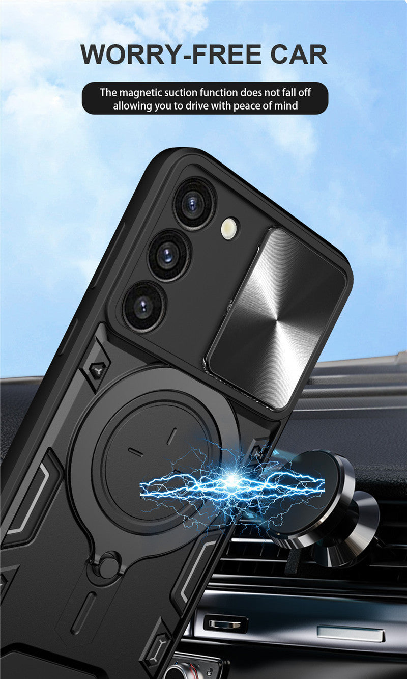 Samsung Galaxy S25 Phone Case Magnetic Suction  Sliding Window Anti Fall Protective Cover