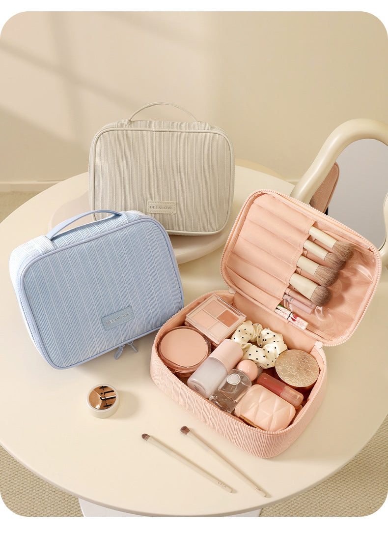 Spacious Makeup Brush Organizer Pouch Multi Functional Travel Toiletry Bag Girls Daily Use Essential Cosmetic Bag