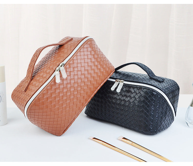 Style Fashionable Large-capacity Textured PU Leather Woven-pattern