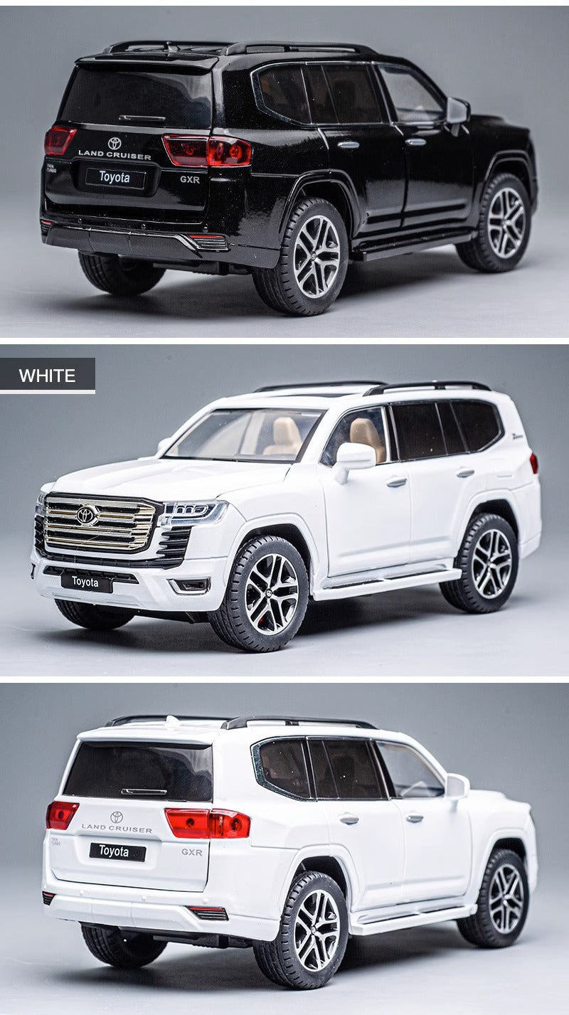 1:24 Scale Toyota Land Cruiser Diecast Model Car, Pull Back Toy Car with Sound Light, Remote Control, Openable Doors for Kids, Collectors