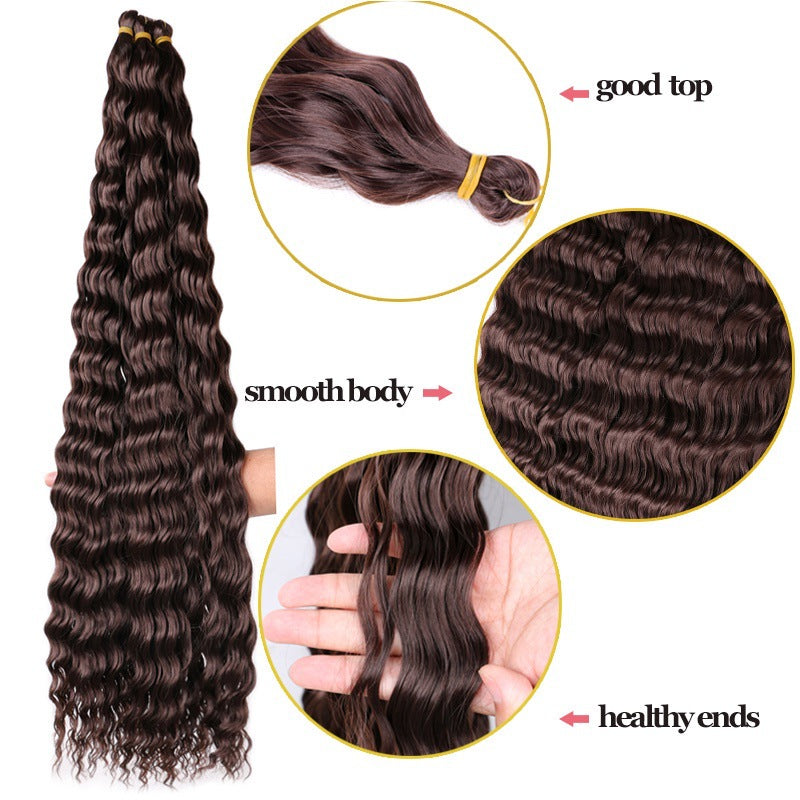 Crochet-style Synthetic Hair Extensions, Deep Wave Bulk Hair (30inch) Deep Wave Crochet Hair