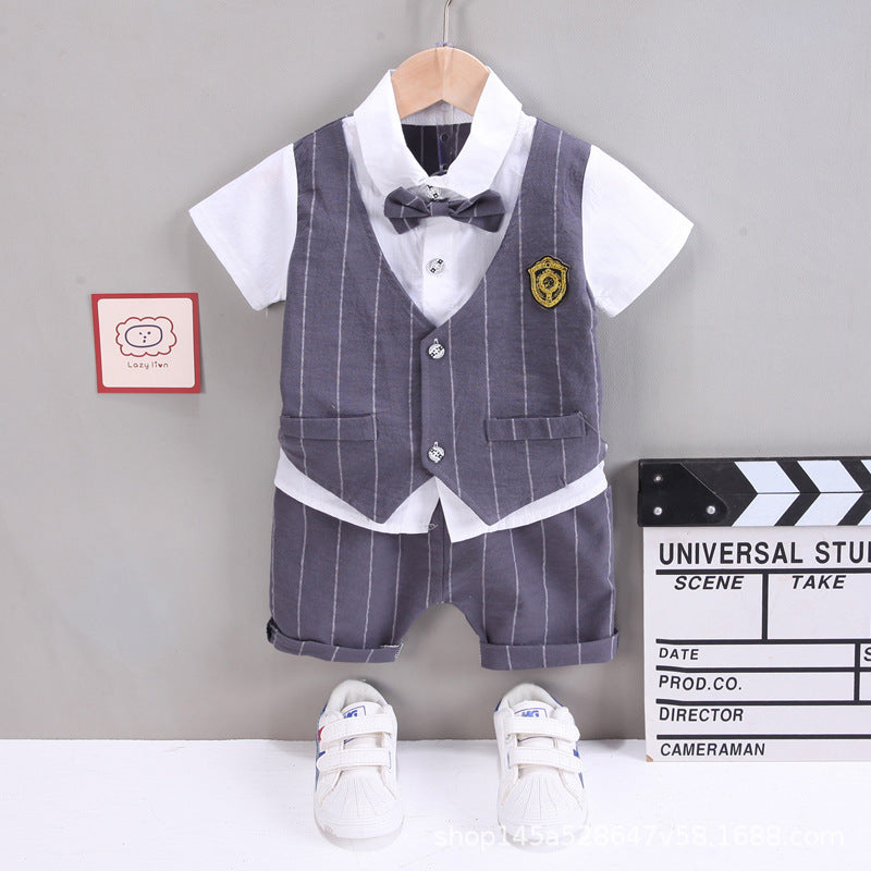 Boys' short sleeved baby summer stylish vest set
