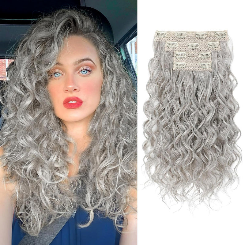 Wave shaped synthetic heat-resistant wig with bangs - 14 inches