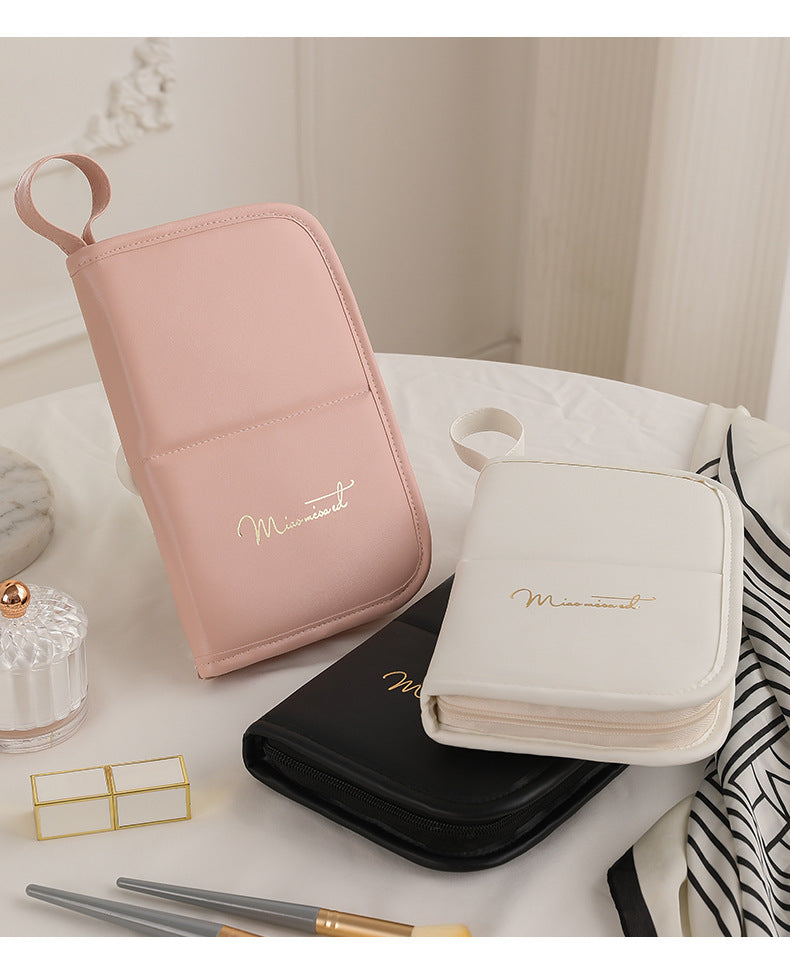 Waterproof Makeup Bag Foldable Travel Cosmetic Organizer with Brush Holder