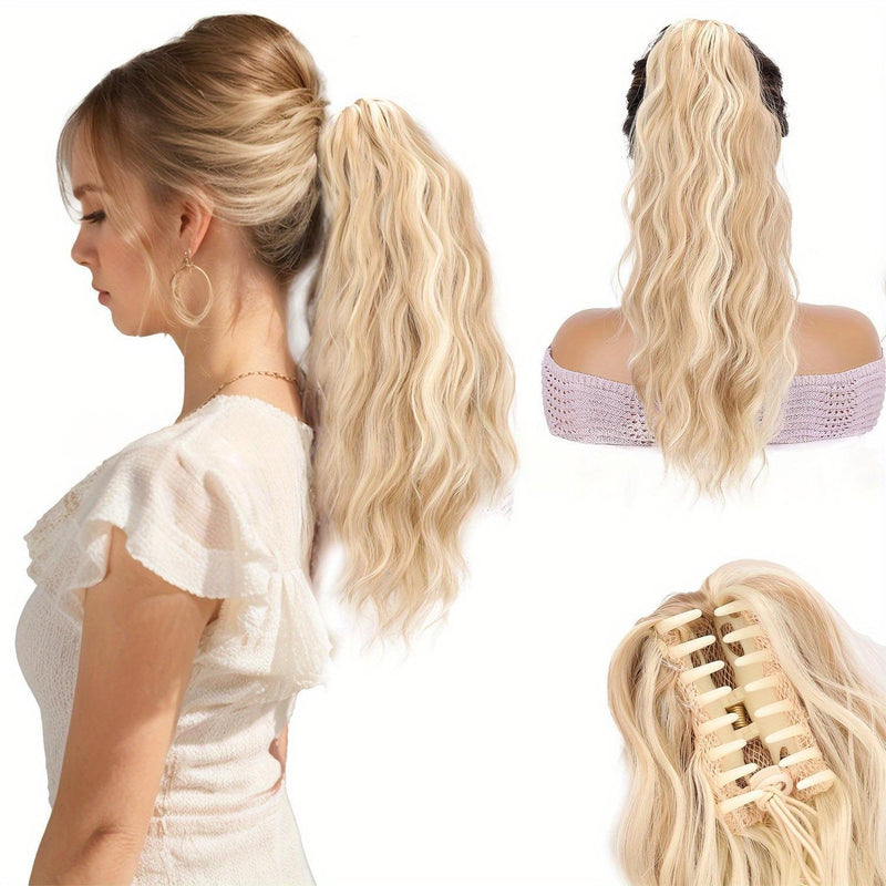 18 inch - wavy claw clip ponytail wig