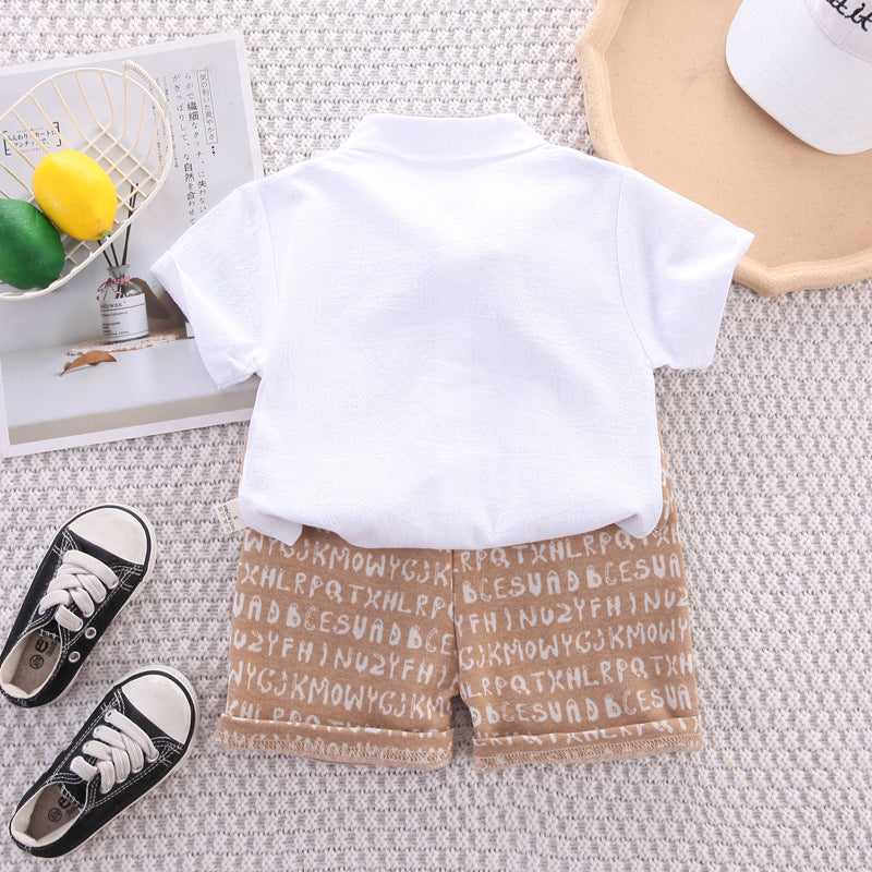 Boys' short sleeved baby summer stylish vest set