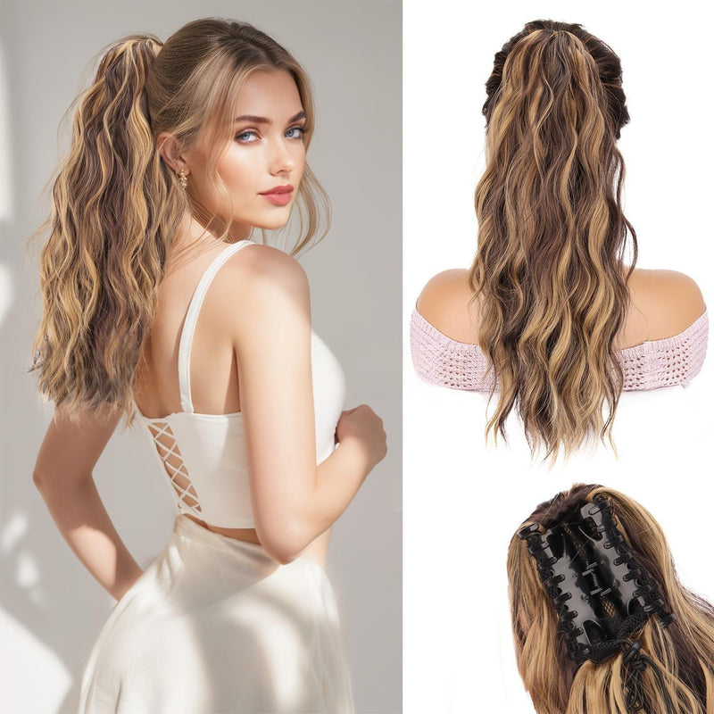 18 inch - wavy claw clip ponytail wig