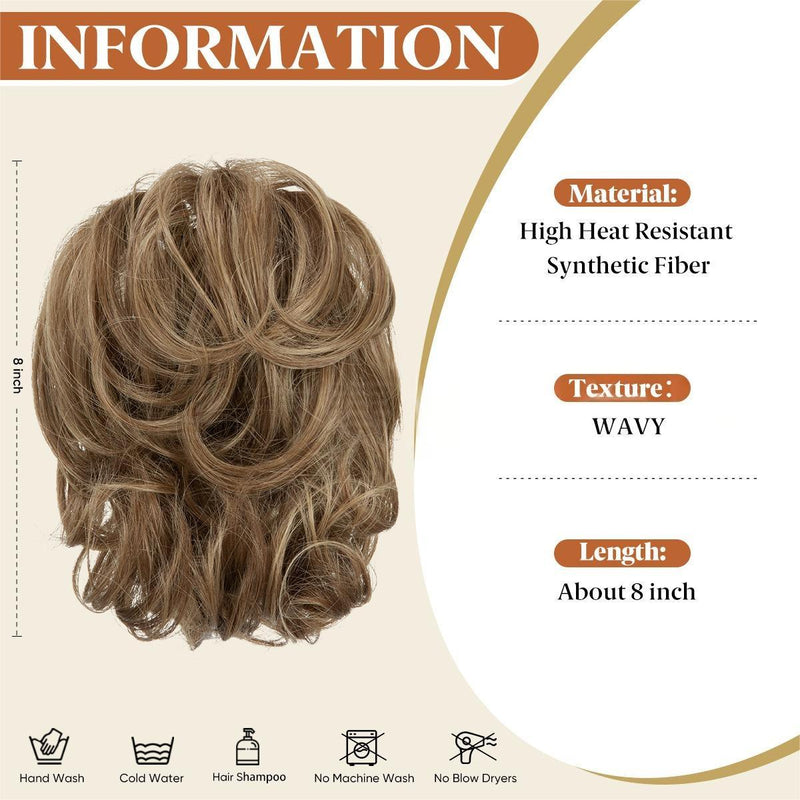 8 inch - wavy claw clip ponytail wig