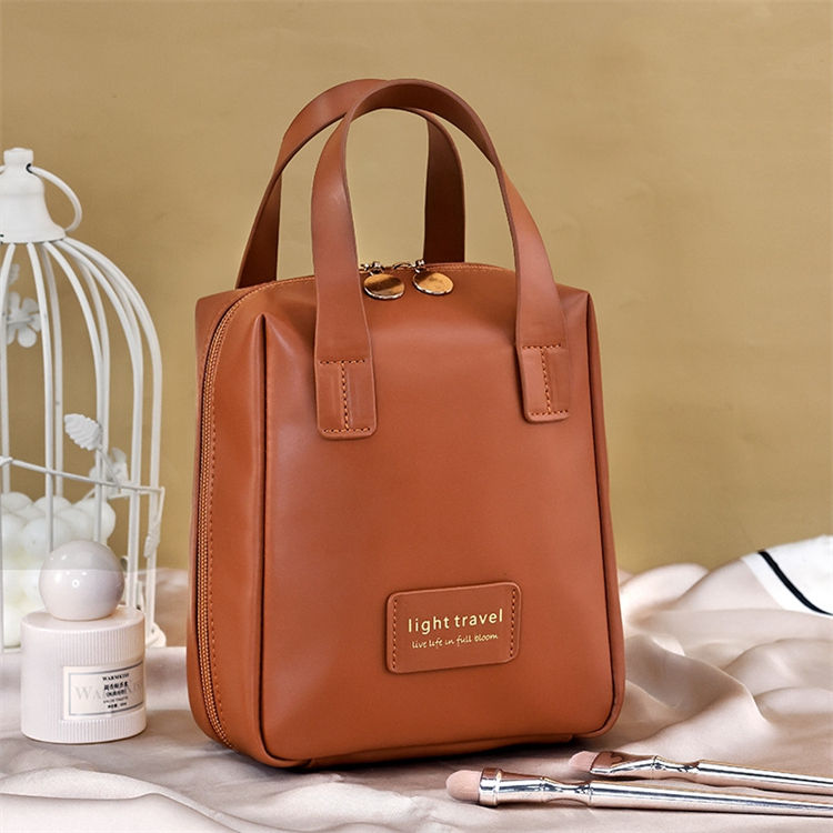 PU Leather Large Capacity Handheld Hard Shell Cosmetics Makeup Bag Travel Portable Toilet Storage Bag