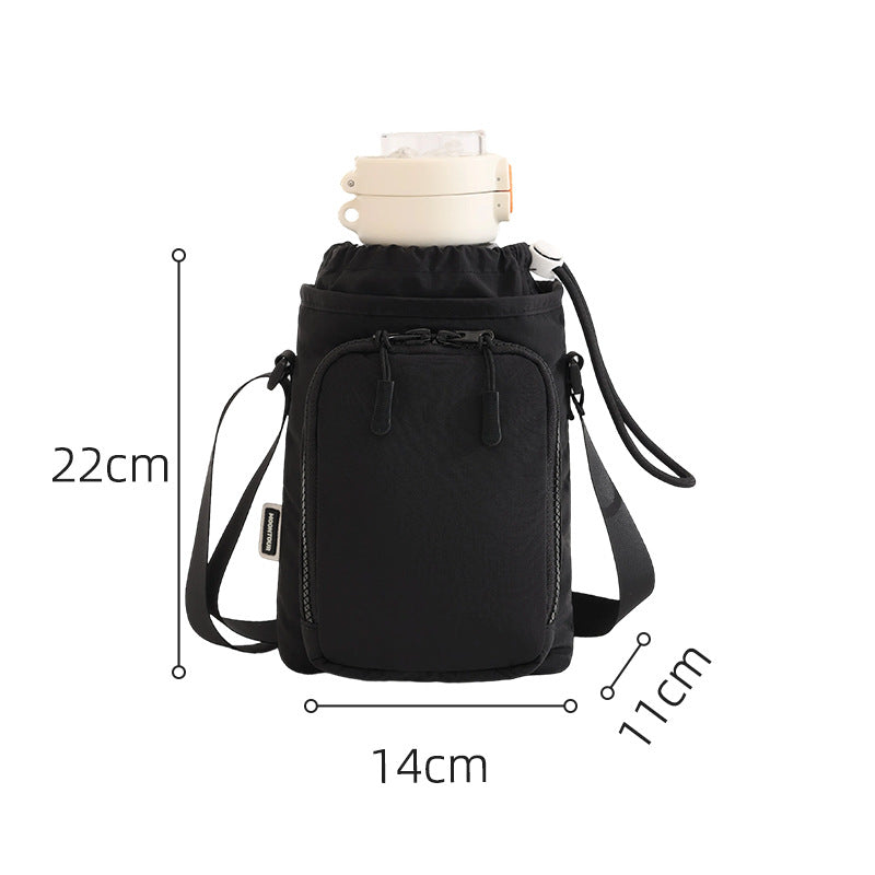 Insulated water bottle bag with adjustable shoulder strap, fashionable waterproof crossbody bag