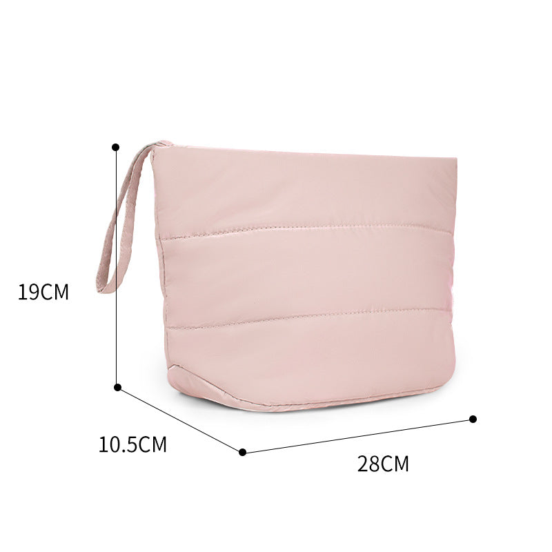 Fluffy Cloud Glossy Nylon Zipper Fashion Makeup Bag for Woman
