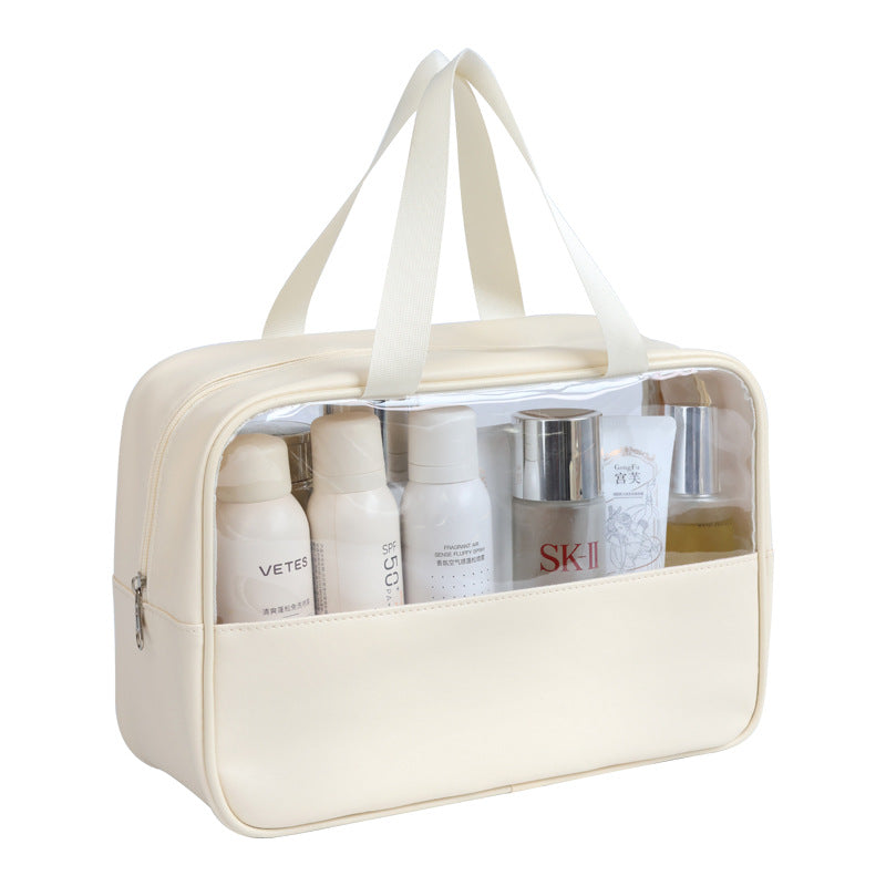 Quality Clear Waterproof PU PVC Toiletry Travel Organizer Bag Fashionable Letter Pattern Cosmetic Bag Cheap Stocks