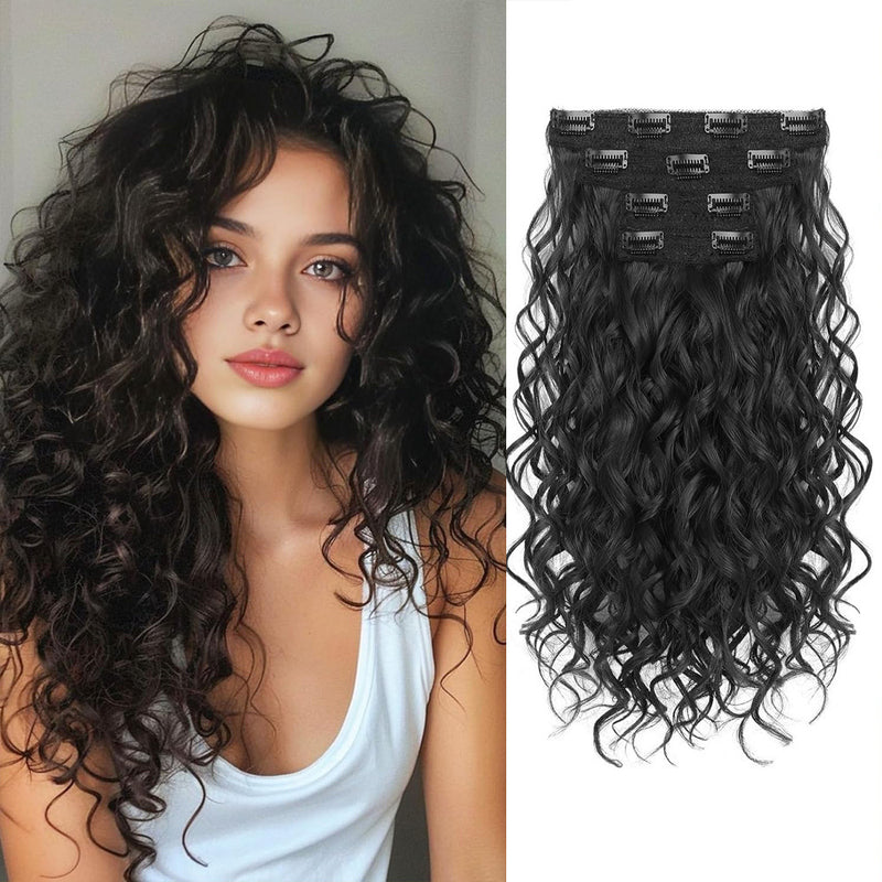 Wave shaped synthetic heat-resistant wig with bangs - 14 inches