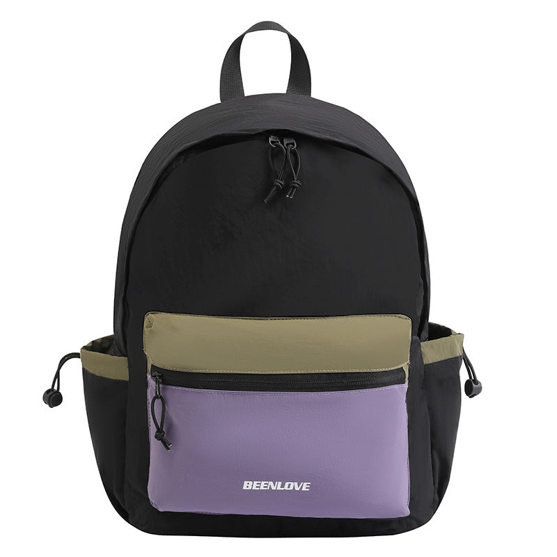 New Color-Block Nylon Unisex Super Lightweight Foldable Travel Hiking Bag