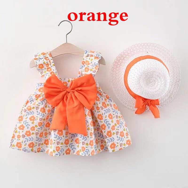 Princess camisole dress, baby cotton dress including Hat