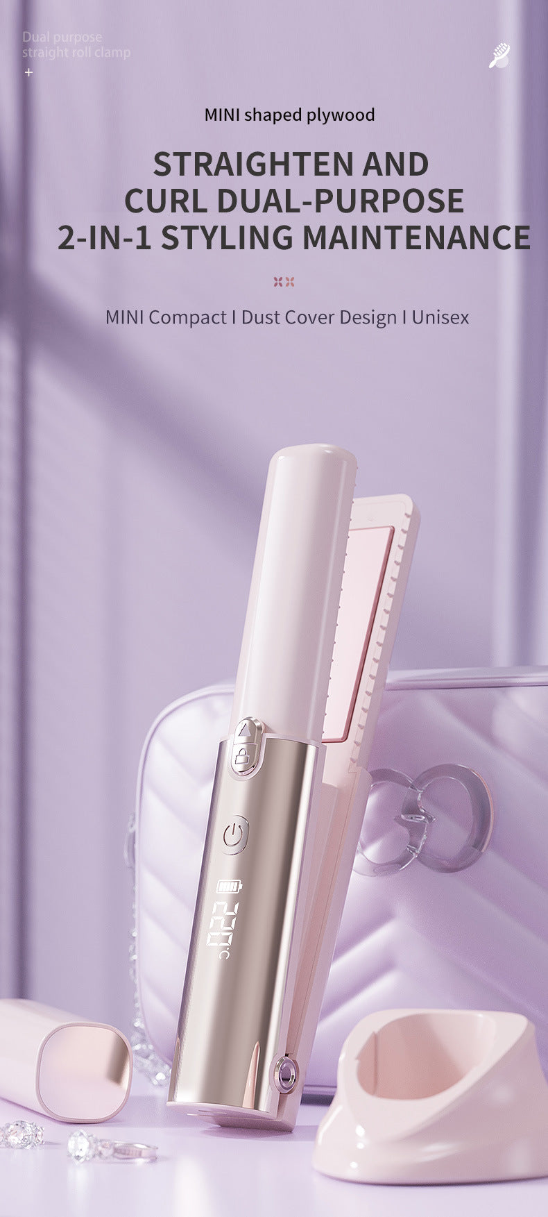 2 in 1 Cordless Hair Straightener Curler,
