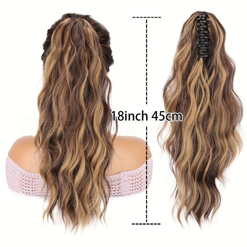18 inch - wavy claw clip ponytail wig