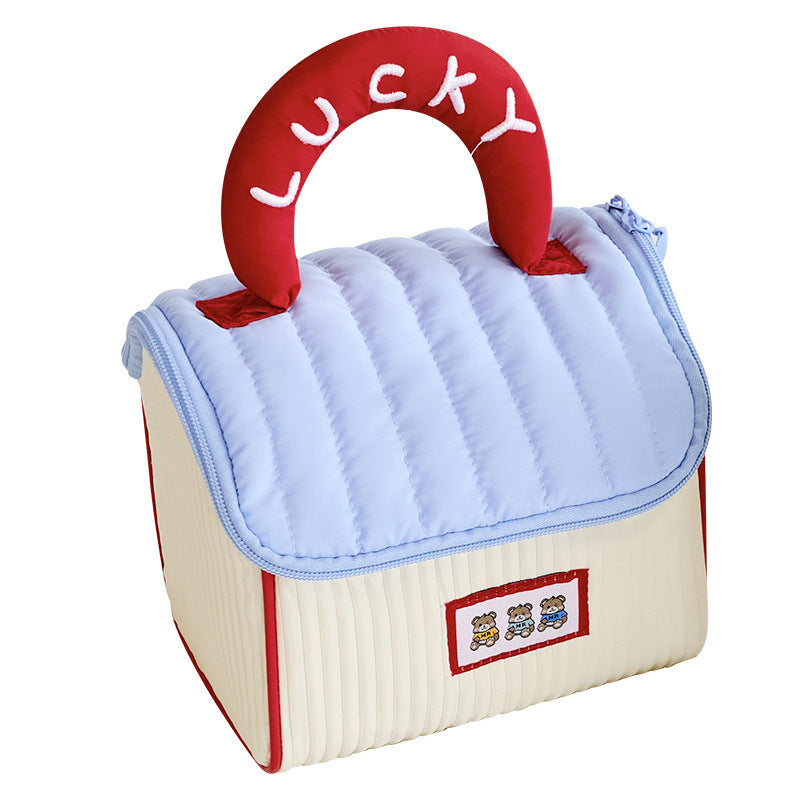 Travel Pink Fluffy Cosmetic Storage Bag Cute Cartoon Large Capacity Portable Corduroy Zipper