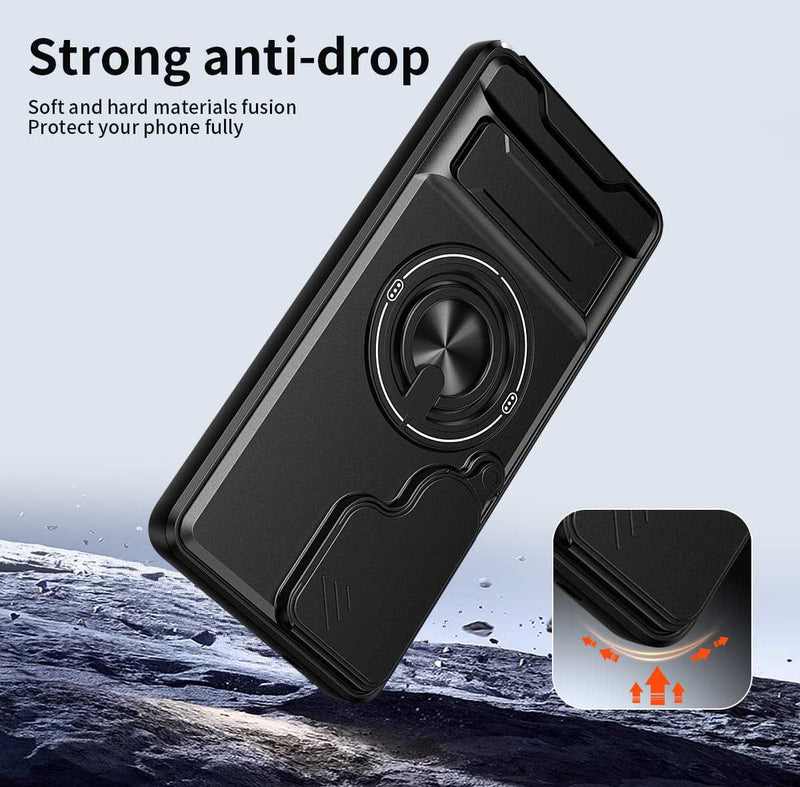 Samsung S26 Ultra Case with Slide Camera Cover, 360 Ring Stand Magnetic Armor Mobile Phone Case
