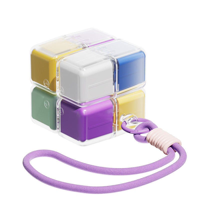 Rubik's Cube Portable Packaging Storage Box, 7-Day Weekly Portable Medication Storage Box