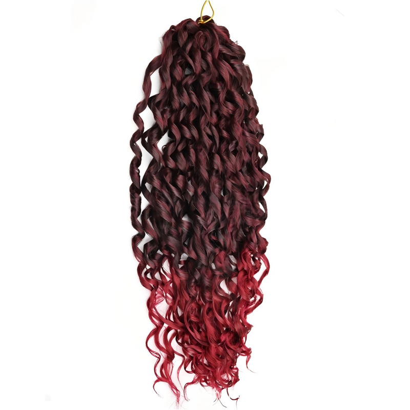 Wave shaped synthetic heat-resistant wig with bangs - 22 inches