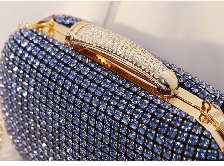 Luxury Crystal Clutch Bag for Woman, Shining Rhinestone Evening Purse with Chain, Formal Party Wedding Handbag