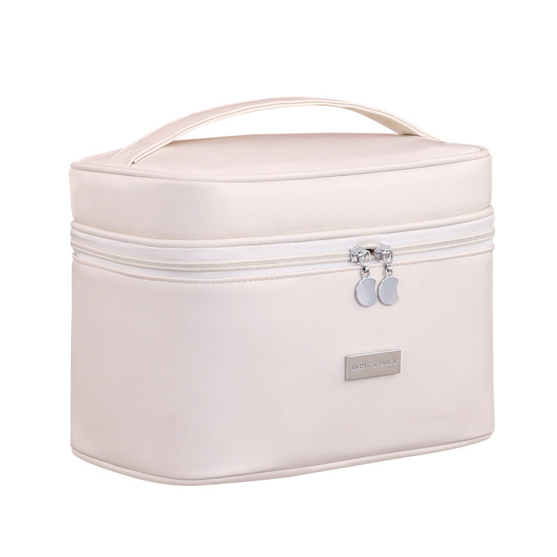 Womans Fashion Luxury Genuine Large PU Leather Waterproof Makeup Cosmetic Case Travel Makeup Storage Bag