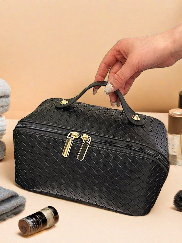Style Fashionable Large-capacity Textured PU Leather Woven-pattern