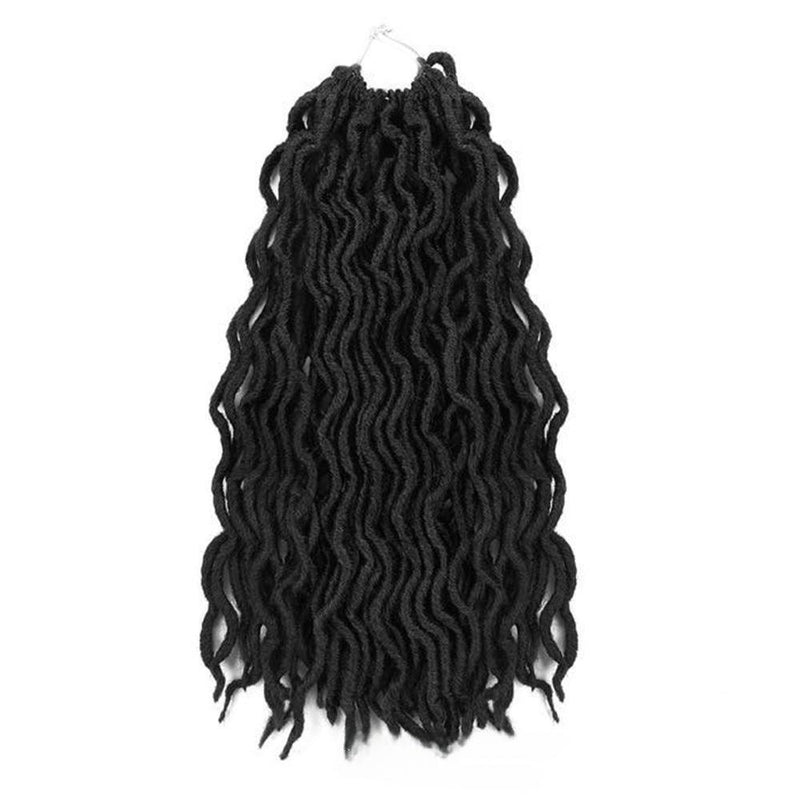 Wave shaped synthetic heat-resistant wig with bangs - 18 inches