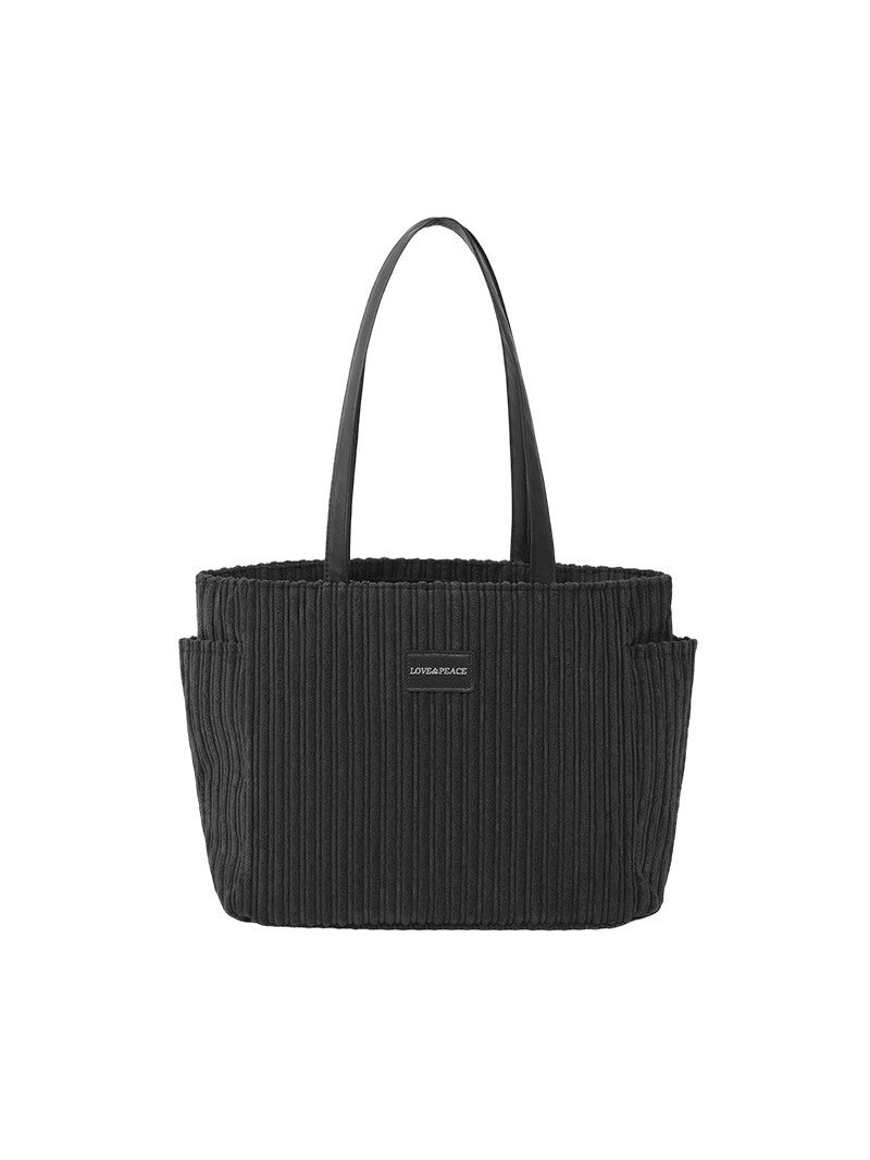Women's Corduroy Tote Bag Large Capacity Casual Shoulder Handbag