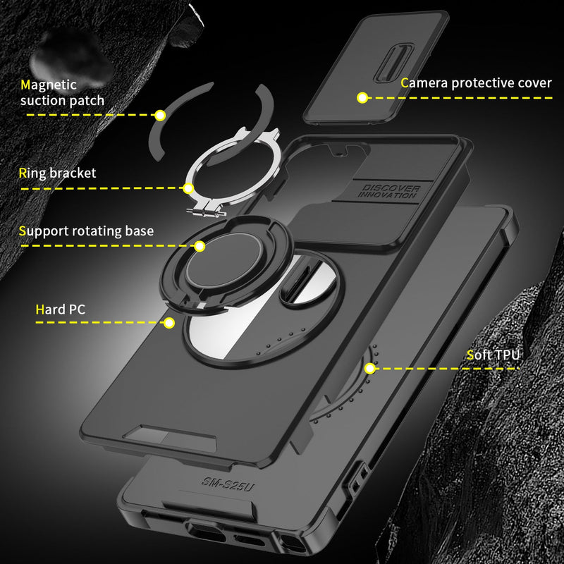 Suitable for Samsung S26 Ultra S25 phone case magnetic bracket S25 sliding window anti fall phone protective case