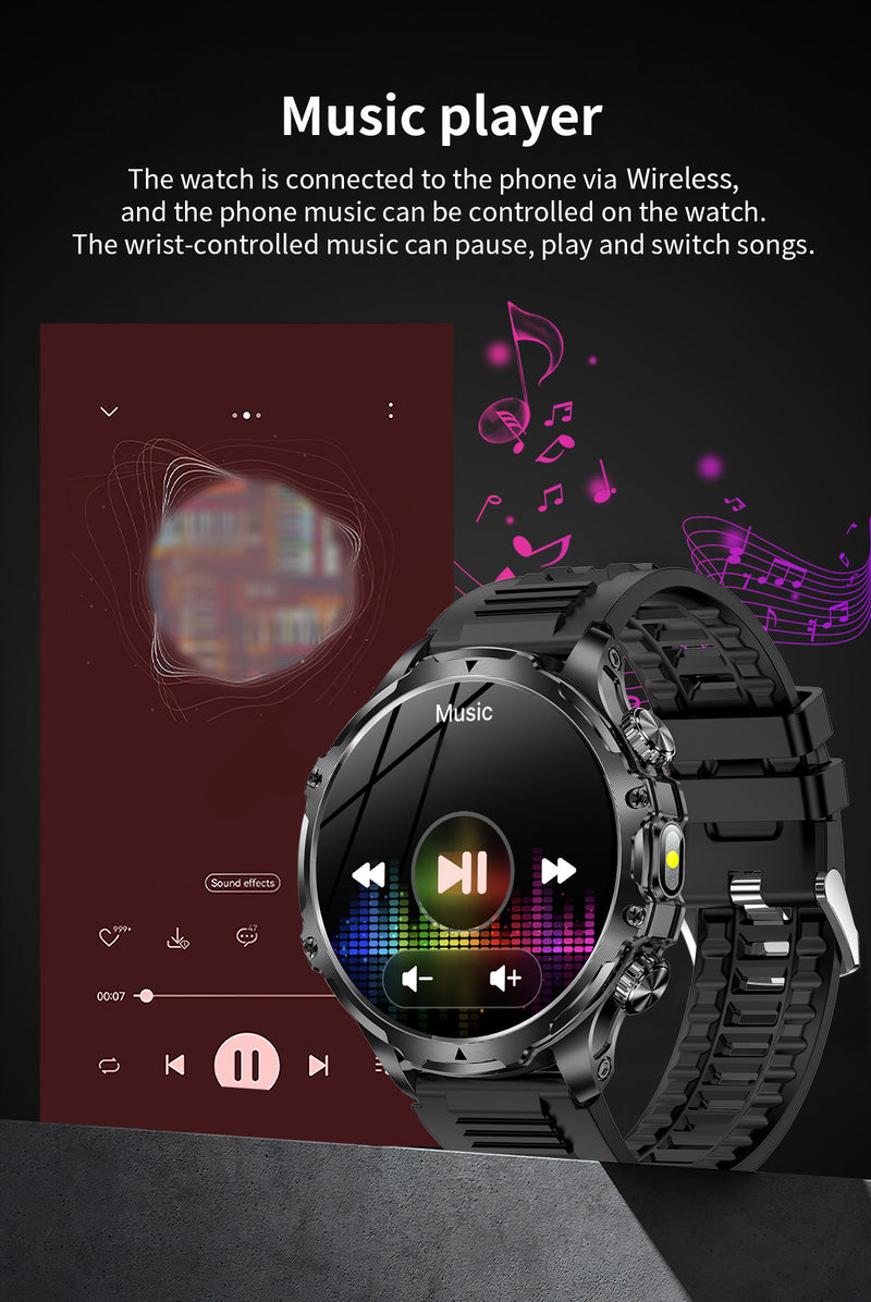 AK75 Smart Watch 1.85" Round Screen Bluetooth Call Heart Rate Blood Oxygen Multi‑Sport Fitness Watch