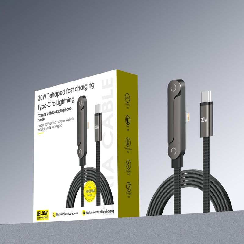 240W folding bracket elbow braided charging cable suitable for Apple 17 Huawei tablet mobile game data cable