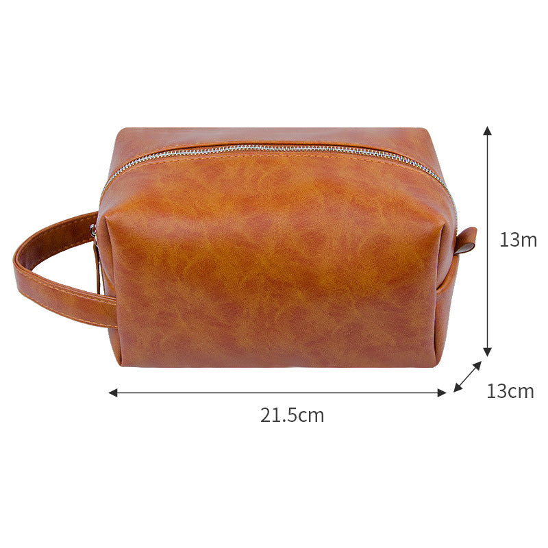 Travel Cosmetic Case for Woman Vintage PU Leather Large Capacity Makeup Organizer Bag with Secure Double Zipper