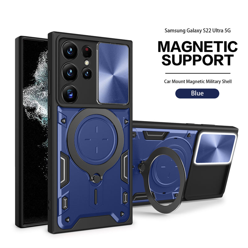 Samsung Galaxy S23 Ultra Phone Case Magnetic Suction  Sliding Window Anti Fall Protective Cover