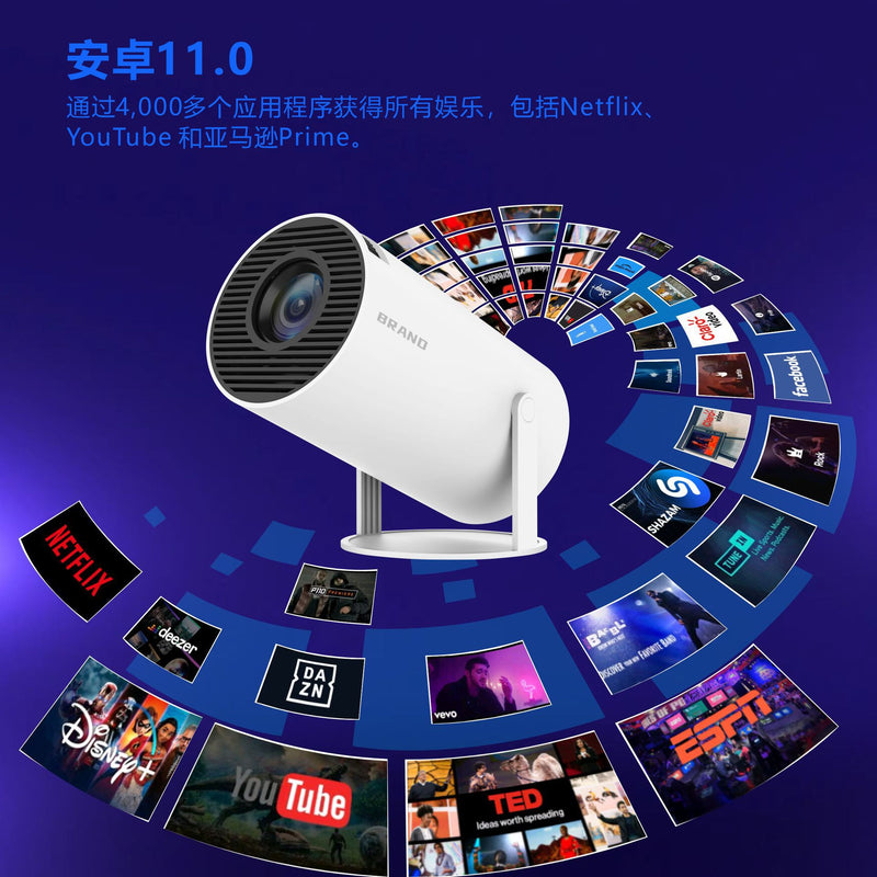 4K Smart Projector with Android 11, Auto Keystone, 130" Display