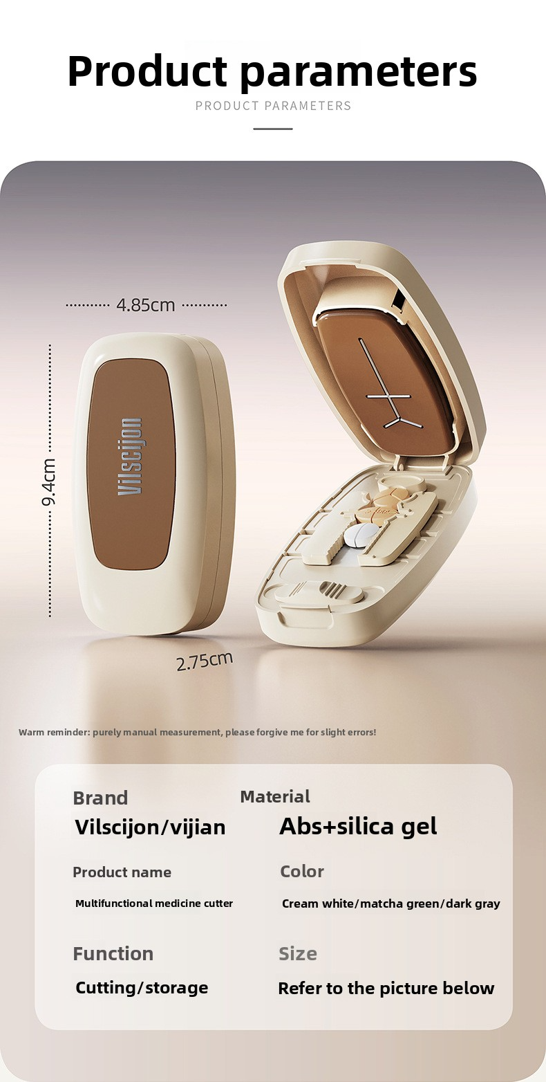 Multi functional medicine cutter, 1/4/2/3 medicine cutter, tablet and pill divider, portable dispensing box