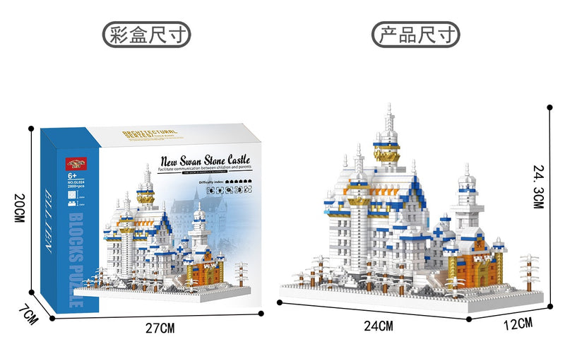 4200Pcs Neuschwanstein Castle Micro Building Blocks Set, World Famous Architecture Mini Bricks Model