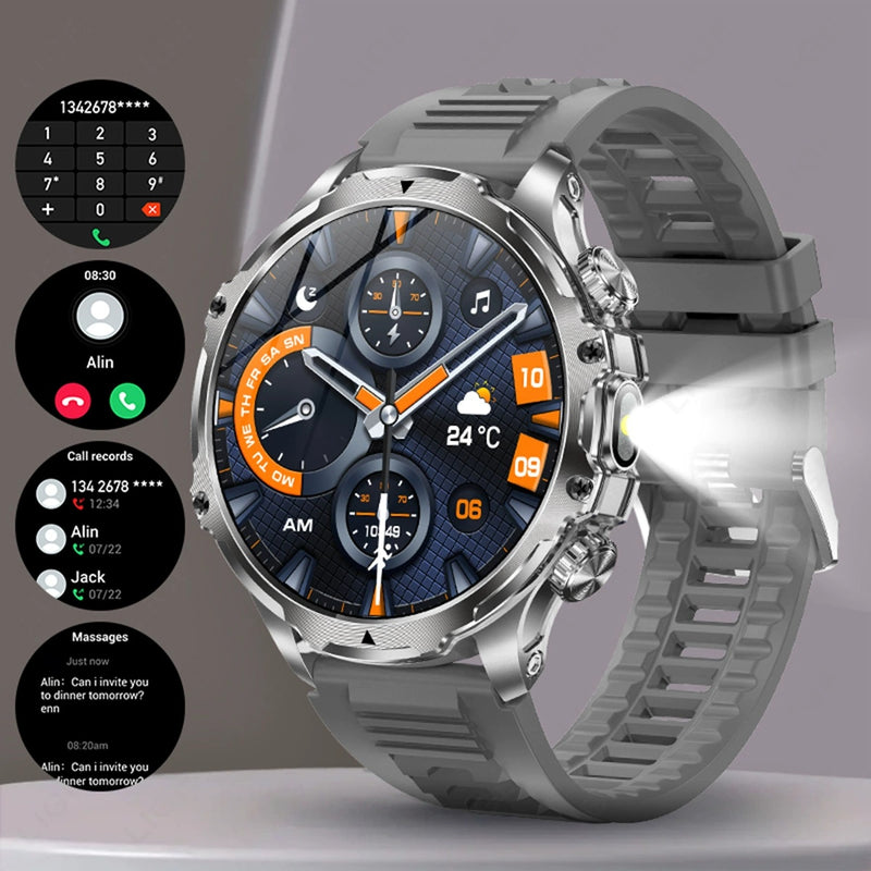 AK75 Smart Watch 1.85" Round Screen Bluetooth Call Heart Rate Blood Oxygen Multi‑Sport Fitness Watch