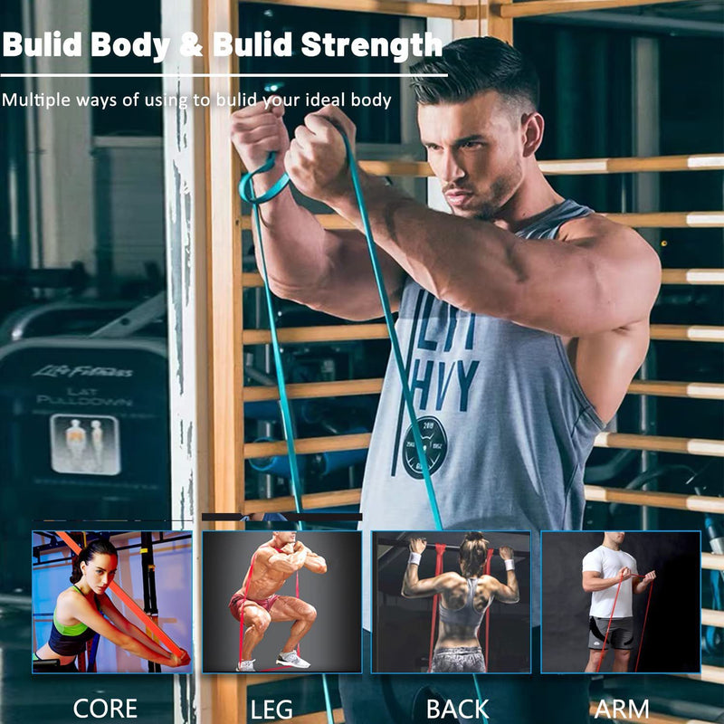5 Packs Resistance Bands Set 50-125lbs Heavy Duty Exercise Bands for Pull Up Assist, Strength Training, Body Building