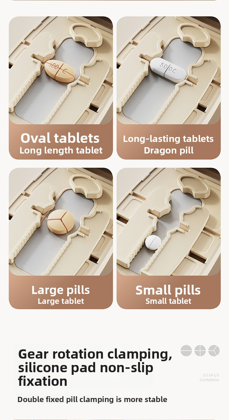 Multi functional medicine cutter, 1/4/2/3 medicine cutter, tablet and pill divider, portable dispensing box