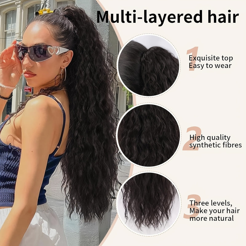 30 inch - Wavy Claw Clip Ponytail Wig