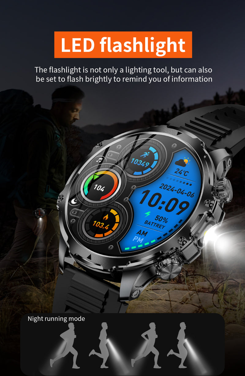 AK75 Smart Watch 1.85" Round Screen Bluetooth Call Heart Rate Blood Oxygen Multi‑Sport Fitness Watch