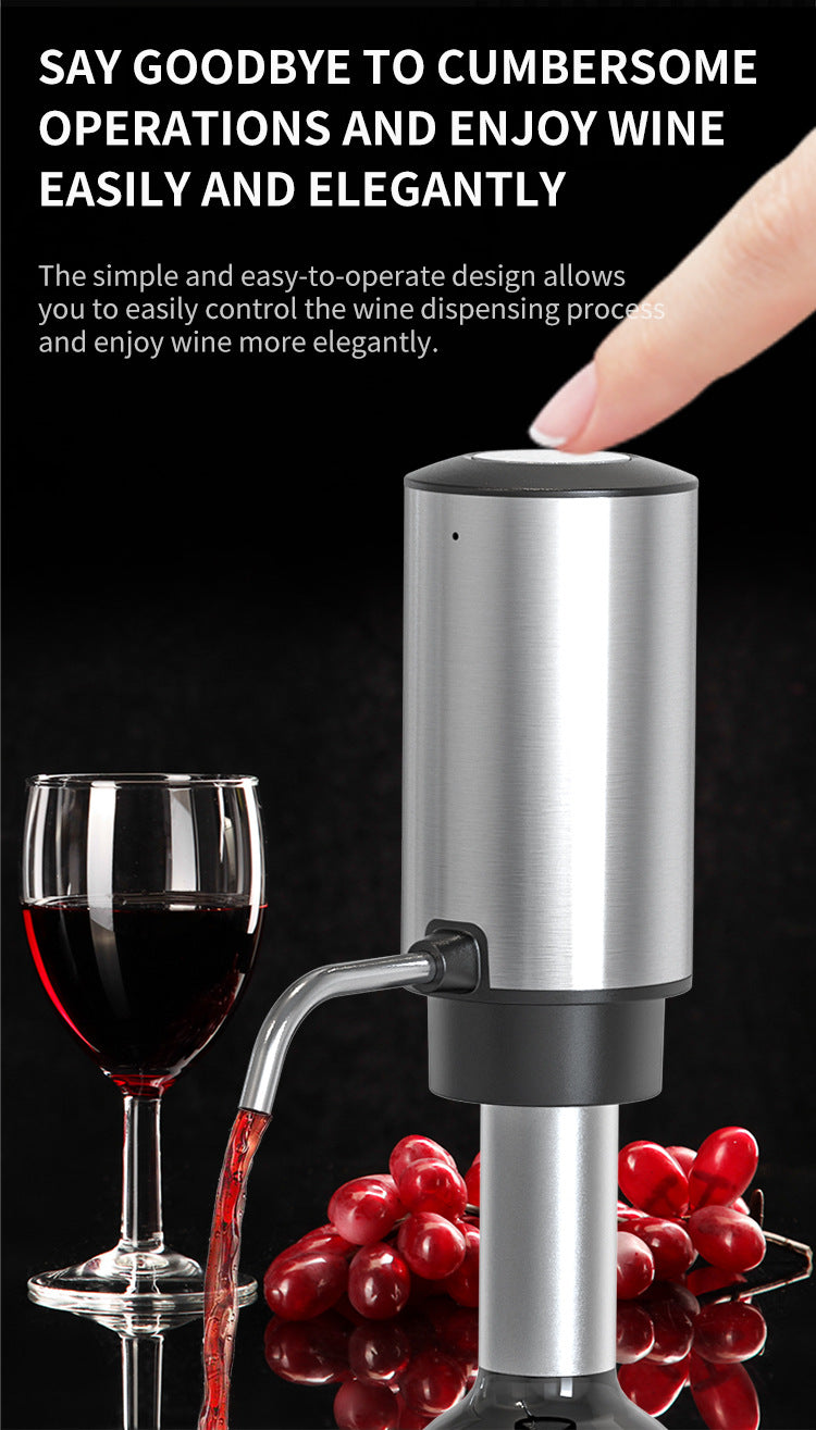 Electric Wine Aerator and Dispenser, Rechargeable One-Button Automatic Wine Pourer with Built-in Aerator, Type-C Charging
